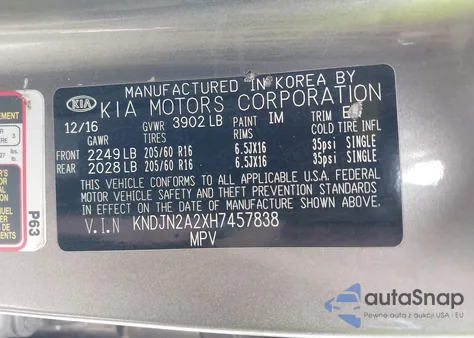 2017 Kia Soul из США, поврежденный, VIN KNDJN2A2XH7457838